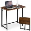 Skladací počítačový stôl 80x45 cm stolík pod notebook loft tmavý orech ModernHome Skladací počítačový stôl 80x45 cm stolík pod notebook loft tmavý orech ModernHome