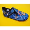 Detské barefoot papučky EF - modré polícia BAREFOOT Detské barefoot papučky EF - modré polícia BAREFOOT