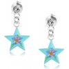 Šperky eshop - Puzetové náušnice zo striebra 925, lesklá modrá hviezda, farebný kvietok, krištáľ PC05.35 Šperky eshop - Puzetové náušnice zo striebra 925, lesklá modrá hviezda, farebný kvietok, krištáľ PC05.35