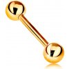 Šperky eshop - Zlatý 9K piercing - barbell s dvoma lesklými guličkami, žlté zlato, 12 mm S2GG182.32 Šperky eshop - Zlatý 9K piercing - barbell s dvoma lesklými guličkami, žlté zlato, 12 mm S2GG182.32