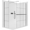 CERANO - Sprchová zástena Walk-in Onyx TL/P - 8 mm - hranatá vzpera + polička / držiak na uteráky - čierna matná, industriálne sklo - 150x90x200 cm CERANO - Sprchová zástena Walk-in Onyx TL/P - 8 mm - hranatá vzpera + polička / držiak na uteráky - čierna matná, industriálne sklo - 150x90x200 cm