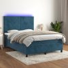 Box spring postel s matrací a LED tmavě modrá 140x200 cm samet Modrá 3136009 Box spring postel s matrací a LED tmavě modrá 140x200 cm samet Modrá 3136009