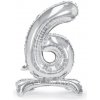 PartyDeco Samostojací fóliový balón 6 strieborný 70 cm PartyDeco Samostojací fóliový balón 6 strieborný 70 cm