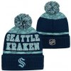 Outerstuff Dětská zimní čepice Seattle Kraken NHL Puck Pattern Cuffed Pom
