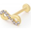 Lillian Vassago Zlatý piercing labreta nekonečno zdobené zirkónmi LLV92-GPI064LB Lillian Vassago Zlatý piercing labreta nekonečno zdobené zirkónmi LLV92-GPI064LB