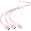Vention CTPPG USB 2.0 A Male to 3-in-1 USB-C & Lightning & Micro-B Male 3A, 1,5m, růžový