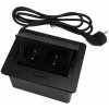 Zásuvka do nábytku zapustená do dosky 2x230V Modulbox mini čierna matná Zásuvka do nábytku zapustená do dosky 2x230V Modulbox mini čierna matná