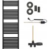 CERANO - Kúpeľňový radiátorový set Vincenzo - kombinované vykurovanie, termo tyč - bočné jednobodové pripojenie - 500W - čierna matná - 1330x450 mm CERANO - Kúpeľňový radiátorový set Vincenzo - kombinované vykurovanie, termo tyč - bočné jednobodové pripojenie - 500W - čierna matná - 1330x450 mm