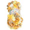 BELLATEX Priadza Puffy color 100 g - 6528 biela, béžová, žltá, zelená