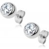 Šperky eshop - Oceľové náušnice striebornej farby, gulička so vsadeným čírym zirkónom SP43.28 Šperky eshop - Oceľové náušnice striebornej farby, gulička so vsadeným čírym zirkónom SP43.28