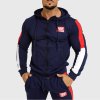 Iron Aesthetics Tricolora mikina s kapucňou a zipsom navy Iron Aesthetics Tricolora mikina s kapucňou a zipsom navy