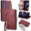 Peňaženkové kožené puzdro Geometric Zipper na Motorola Edge 40 - Červená Peňaženkové kožené puzdro Geometric Zipper na Motorola Edge 40 - Červená