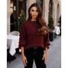 TMC Dámsky bordový pletený sveter s balónovými rukávmi BRITA Farba: Bordová, Veľkosť: UNI TMC Dámsky bordový pletený sveter s balónovými rukávmi BRITA Farba: Bordová, Veľkosť: UNI