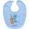 Boodyy Modrý podbradník na zapínanie 1 rok s Medvedíkom a menom dieťatka Chlapec Boodyy Modrý podbradník na zapínanie 1 rok s Medvedíkom a menom dieťatka Chlapec