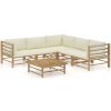 VidaXL 6-dielna sada nábytku do záhrady, krémové vankúše, bambus VidaXL 6-dielna sada nábytku do záhrady, krémové vankúše, bambus