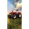 FARO Osuška Traktor červený Bavlna Froté, 70/140 cm