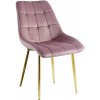 Zamatová jedálenská stolička BEATRIX LUX - ružová so zlatými nohami Zamatová jedálenská stolička BEATRIX LUX - ružová so zlatými nohami
