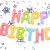 PartyDeco Fóliový balón Happy birthday farebný