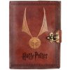 Poznámkový blok v kožených deskách Harry Potter: Zlatonka (13 x 18 cm)