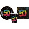 SET FIESTA 50. NARODENINY ČIERNE TANIERE POHÁRE SERVÍTKY SET FIESTA 50. NARODENINY ČIERNE TANIERE POHÁRE SERVÍTKY