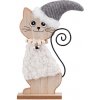 Dekorácia drevo 140x40x190mm mačka na postavenie, prírodná, biela, šedá Dekorácia drevo 140x40x190mm mačka na postavenie, prírodná, biela, šedá