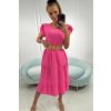 Fashionweek Talianske šaty s volánikmi s ozdobným pásikom K5997 ružový