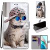 Peňaženkové kožené puzdro DRAWING na Xiaomi Redmi Note 9T - Slant Hat Blue Mirror Cat Peňaženkové kožené puzdro DRAWING na Xiaomi Redmi Note 9T - Slant Hat Blue Mirror Cat