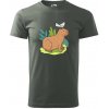 Kapybara a vtáčik - Klasické pánske tričko vyššej gramáže - XS ( Tmavá bridlica (sivá so zeleným nádychom) ) Kapybara a vtáčik - Klasické pánske tričko vyššej gramáže - XS ( Tmavá bridlica (sivá so zeleným nádychom) )