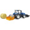 Bruder Traktor New Holland T5.120 s čelním nakladačem, korbou, vidlemi a kulatým balíkem Bruder Traktor New Holland T5.120 s čelním nakladačem, korbou, vidlemi a kulatým balíkem