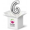 Na výber číslice 1–99 - balón v tvare čísla strieborný: 6 Na výber číslice 1–99 - balón v tvare čísla strieborný: 6