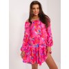 Tmavoružové vzorované šaty so spadnutými ramenami -WN-SK-8282.32-dark pink S/M Tmavoružové vzorované šaty so spadnutými ramenami -WN-SK-8282.32-dark pink S/M