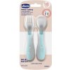 CHICCO Lyžička a vidlička nerez - teal, 18m + CHICCO Lyžička a vidlička nerez - teal, 18m +