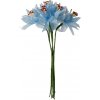 Textilné kvietky pr. 4 cm - modrá - 1 zväzok/6 ks Textilné kvietky pr. 4 cm - modrá - 1 zväzok/6 ks