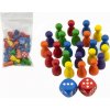 Figurky dřevo 25mm 24ks 6 barev+ 2 kostky společenská hra v sáčku 7x13cm Figurky dřevo 25mm 24ks 6 barev+ 2 kostky společenská hra v sáčku 7x13cm