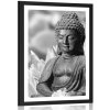Plagát s paspartou pokojný Budha v čiernobielom prevedení Plagát s paspartou pokojný Budha v čiernobielom prevedení