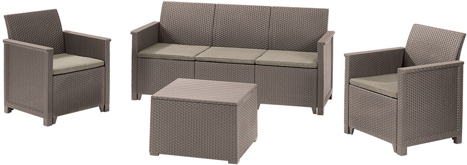 KETER ELODIE 3 SOFA SET SMOOTH ARMS WITH CLASSIC TABLE cappuccino/piesková (254086)