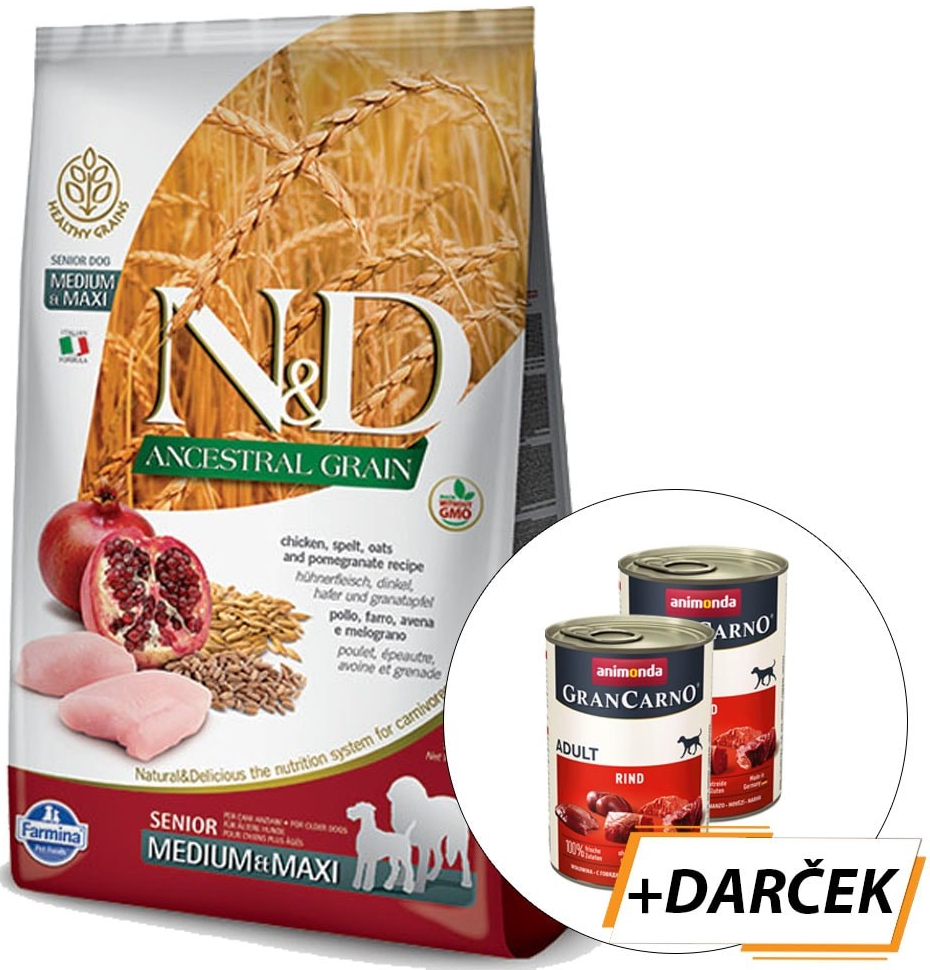 N&D Low Grain Dog Senior Med & Maxi Chicken & Pomegranate 12 kg