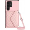 Kožený kryt Rhombic Bag na Samsung Galaxy S24 Ultra 5G - Ružové zlato Kožený kryt Rhombic Bag na Samsung Galaxy S24 Ultra 5G - Ružové zlato