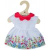 Bigjigs Toys Biele kvetinové šaty s červeným golierom pre bábiku 28 cm Bigjigs Toys Biele kvetinové šaty s červeným golierom pre bábiku 28 cm