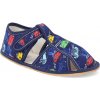 Barefoot papučky Baby bare s prierezmi navy cars modré Barefoot papučky Baby bare s prierezmi navy cars modré