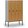Drevená šatníková skrinka S4 s podnožou, 4 oddiely, 1871 x 1200 x 500 mm, demont, RFID zámok, sivá/buk Drevená šatníková skrinka S4 s podnožou, 4 oddiely, 1871 x 1200 x 500 mm, demont, RFID zámok, sivá/buk