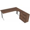 Hobis Pracovný stôl Flex, ergo, ľavý, 180x75,5x200,0 (80x40) cm, orech/kov Hobis Pracovný stôl Flex, ergo, ľavý, 180x75,5x200,0 (80x40) cm, orech/kov