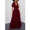 OMG dámske čipka maxi šaty s výstrihom Reloj vínová