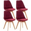 Design-Shop Stolička Linares (SET 4 ks) - zamat, drevené nohy natura - Bordová Design-Shop Stolička Linares (SET 4 ks) - zamat, drevené nohy natura - Bordová