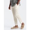 Ombre Men's linen blend roll-up chino pants - cream šedá XXL Ombre 5902228951230 Ombre Men's linen blend roll-up chino pants - cream šedá XXL Ombre 5902228951230
