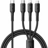 Joyroom S-A61 3v1 univerzálny nabíjací USB-C na USB-C / Lightning / micro USB 1,2m černý