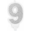 PartyDeco SVIEČKA č.9 strieborná PartyDeco SVIEČKA č.9 strieborná