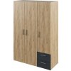 KONDELA Adeli trojdverová šatníková skriňa so zásuvkami dub artisan / grafit KONDELA Adeli trojdverová šatníková skriňa so zásuvkami dub artisan / grafit