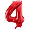 PartyDeco Balónik fóliový narodeninové číslo 4 červený 86 cm PartyDeco Balónik fóliový narodeninové číslo 4 červený 86 cm