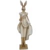 Clayre & Eef Zelená dekorácia zajačia dáma s kabelkou 11*8*33 cm Clayre & Eef Zelená dekorácia zajačia dáma s kabelkou 11*8*33 cm